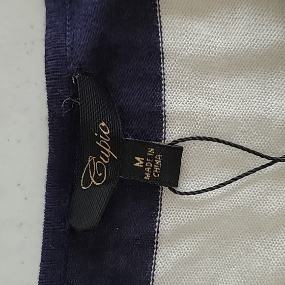 NWT Cupio Navy Blue & White Striped Tunic with Handkerchief Hem size Medium - Picture 3 of 6